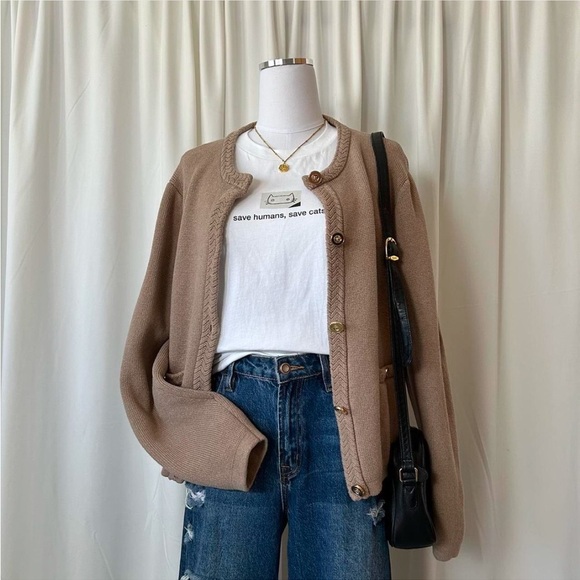 J. Crew Sweaters - J.Crew Cotton Lady Jacket Sweater Brown Cardigan XL.